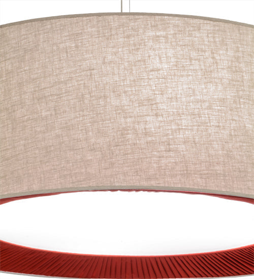 Meyda Lighting Bruges 52" 5-Light Nickel Pendant Light With Beige, Red and White Textrene Shade
