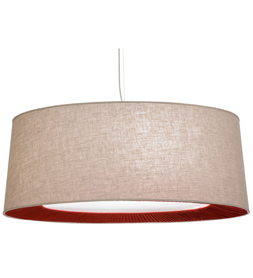 Meyda Lighting Bruges 52" 5-Light Nickel Pendant Light With Beige, Red and White Textrene Shade