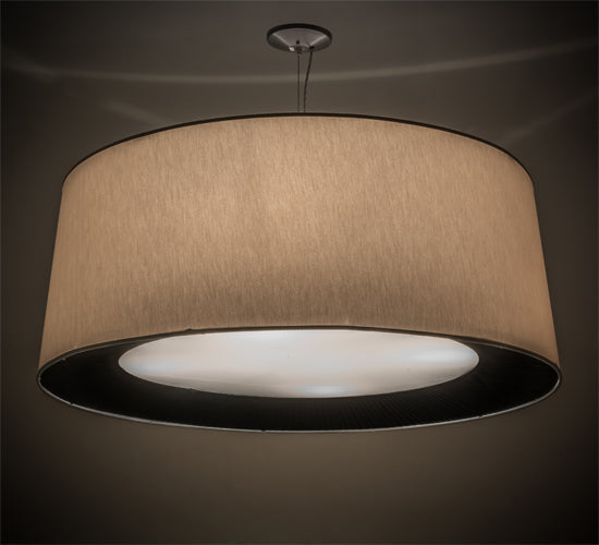 Meyda Lighting Bruges 52" 5-Light Nickel Pendant Light With Cream & Black Textrene Shade