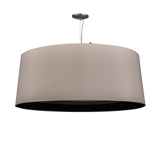 Meyda Lighting Bruges 52" 5-Light Nickel Pendant Light With Cream & Black Textrene Shade