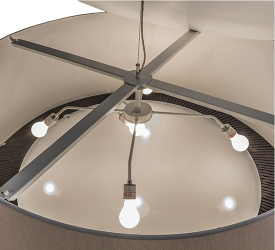 Meyda Lighting Bruges 52" 5-Light Nickel Pendant Light With Cream & Black Textrene Shade