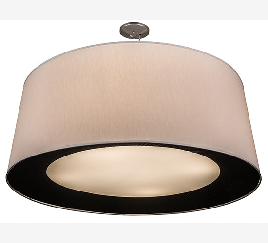 Meyda Lighting Bruges 52" 5-Light Nickel Pendant Light With Cream & Black Textrene Shade