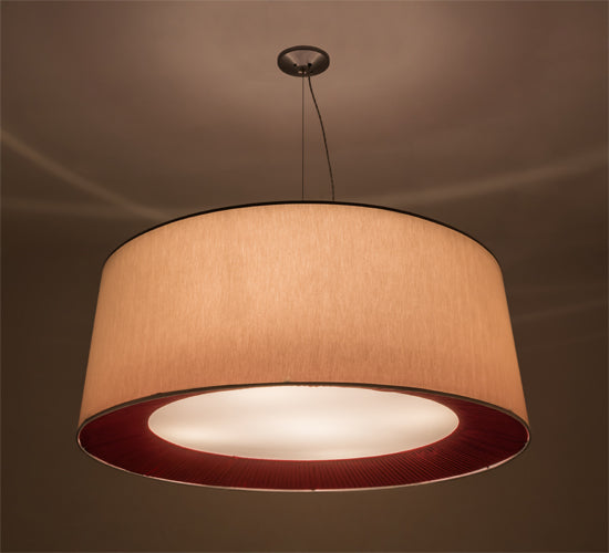 Meyda Lighting Bruges 52" 5-Light Nickel Pendant Light With Cream & Red Textrene Shade