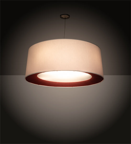 Meyda Lighting Bruges 52" 5-Light Nickel & White Pendant Light With Beige & Red Shade