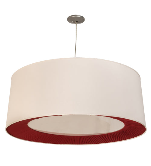 Meyda Lighting Bruges 52" 5-Light Nickel & White Pendant Light With Beige & Red Shade