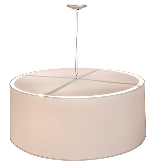 Meyda Lighting Bruges 52" 5-Light Nickel & White Pendant Light With Beige & Red Shade