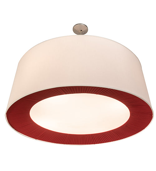 Meyda Lighting Bruges 52" 5-Light Nickel & White Pendant Light With Beige & Red Shade