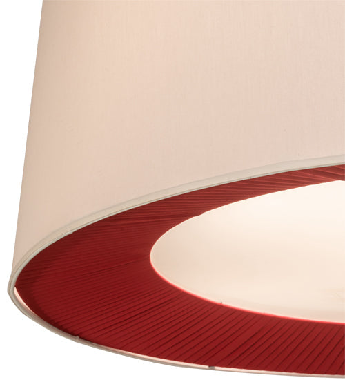 Meyda Lighting Bruges 52" 5-Light Nickel & White Pendant Light With Beige & Red Shade