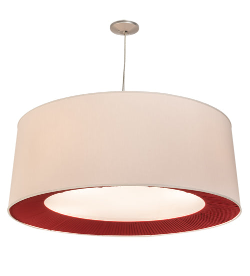 Meyda Lighting Bruges 52" 5-Light Nickel & White Pendant Light With Beige & Red Shade