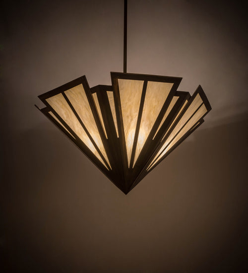 Meyda Lighting Brum 48" 6-Light Antique Copper Pendant Light With Creme Carrare Idalight Shade Glass