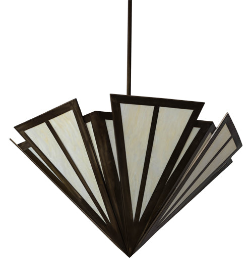 Meyda Lighting Brum 48" 6-Light Antique Copper Pendant Light With Creme Carrare Idalight Shade Glass