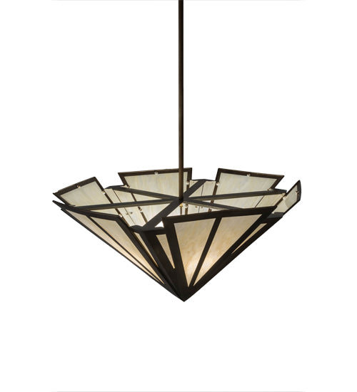 Meyda Lighting Brum 48" 6-Light Antique Copper Pendant Light With Creme Carrare Idalight Shade Glass
