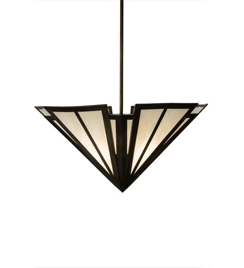 Meyda Lighting Brum 48" 6-Light Antique Copper Pendant Light With Creme Carrare Idalight Shade Glass
