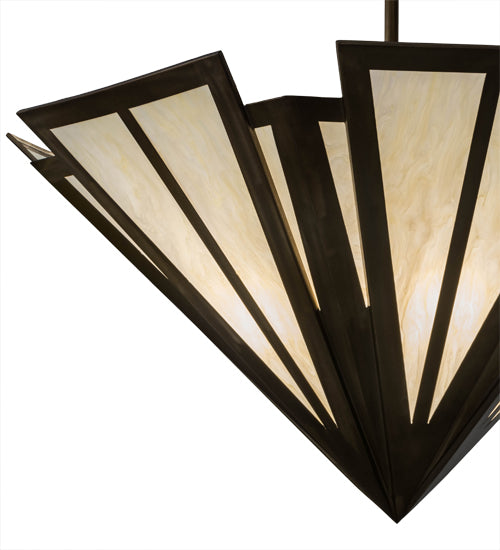 Meyda Lighting Brum 48" 6-Light Antique Copper Pendant Light With Creme Carrare Idalight Shade Glass