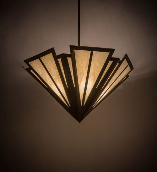 Meyda Lighting Brum 66" 6-Light Antique Copper Pendant Light With Creme Carrare Idalight Shade Glass