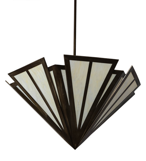Meyda Lighting Brum 66" 6-Light Antique Copper Pendant Light With Creme Carrare Idalight Shade Glass