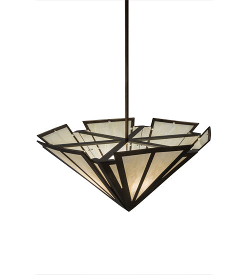 Meyda Lighting Brum 66" 6-Light Antique Copper Pendant Light With Creme Carrare Idalight Shade Glass
