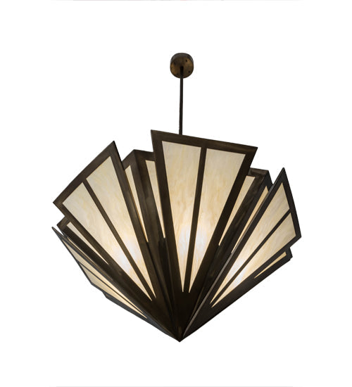 Meyda Lighting Brum 66" 6-Light Antique Copper Pendant Light With Creme Carrare Idalight Shade Glass