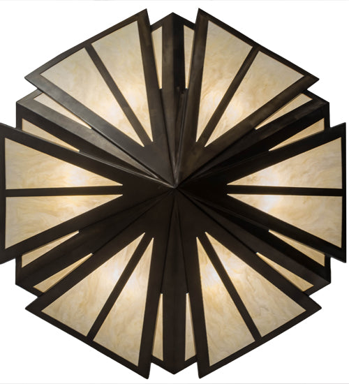 Meyda Lighting Brum 66" 6-Light Antique Copper Pendant Light With Creme Carrare Idalight Shade Glass
