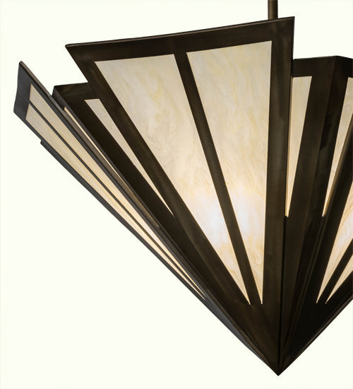 Meyda Lighting Brum 66" 6-Light Antique Copper Pendant Light With Creme Carrare Idalight Shade Glass