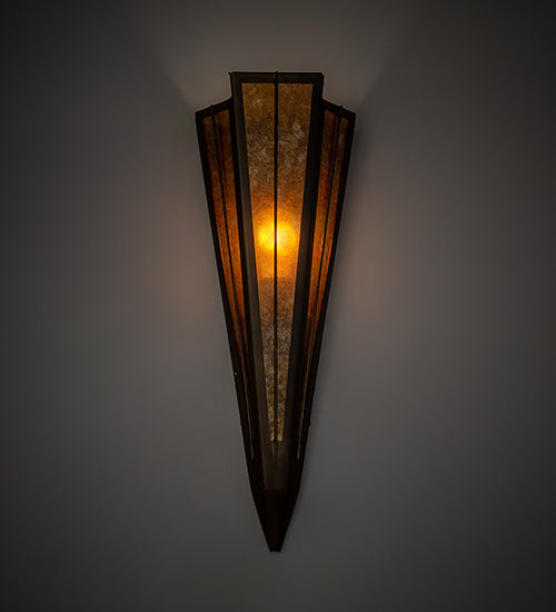 Meyda Lighting Brum 7" Antique Copper Wall Sconce With Amber Mica Shade Glass