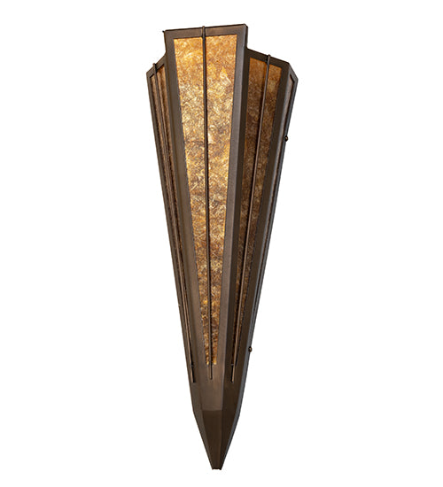 Meyda Lighting Brum 7" Antique Copper Wall Sconce With Amber Mica Shade Glass