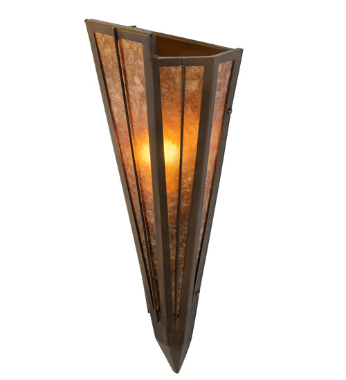 Meyda Lighting Brum 7" Antique Copper Wall Sconce With Amber Mica Shade Glass