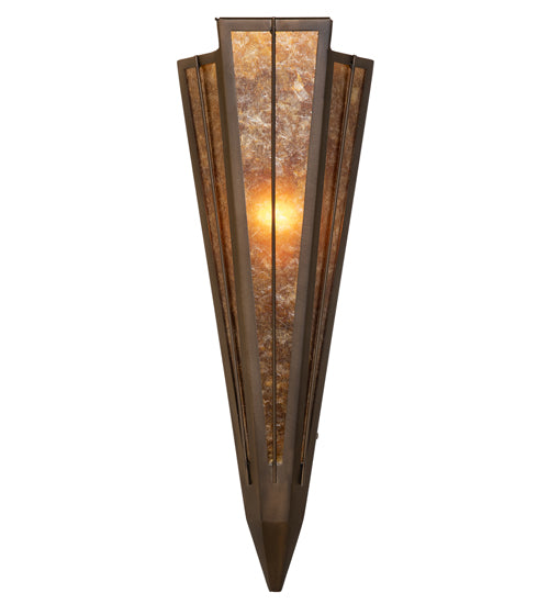 Meyda Lighting Brum 7" Antique Copper Wall Sconce With Amber Mica Shade Glass