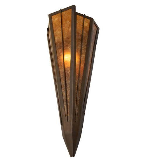 Meyda Lighting Brum 7" Antique Copper Wall Sconce With Amber Mica Shade Glass