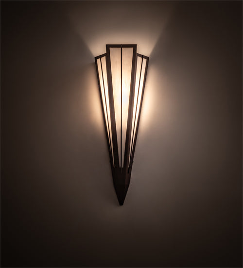 Meyda Lighting Brum 7" Mahogany Bronze Wall Sconce With White Art Shade Glass