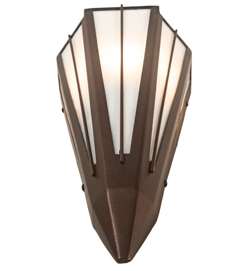 Meyda Lighting Brum 7" Mahogany Bronze Wall Sconce With White Art Shade Glass