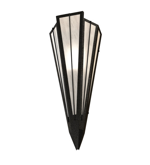 Meyda Lighting Brum 7" Textured Black Wall Sconce With Angelwing Idalight Shade