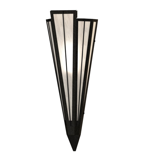 Meyda Lighting Brum 7" Textured Black Wall Sconce With Angelwing Idalight Shade