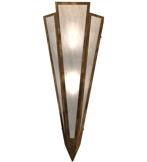 Meyda Lighting Brum 9" 2-Light Antique Copper Wall Sconce With Angelwing Idalight Shade