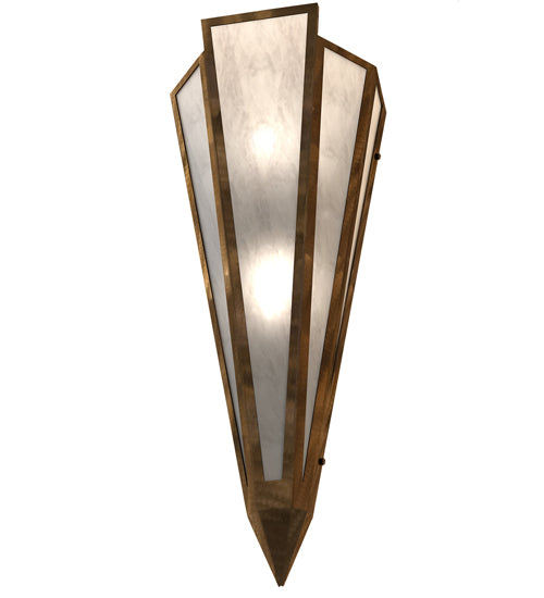 Meyda Lighting Brum 9" 2-Light Antique Copper Wall Sconce With Angelwing Idalight Shade