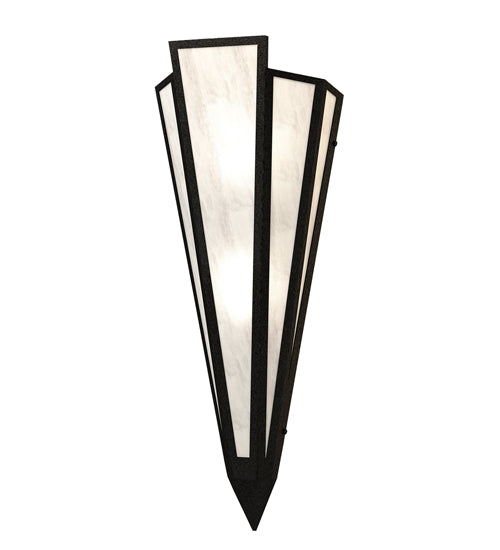 Meyda Lighting Brum 9" 2-Light Textured Black Wall Sconce With Angelwing Idalight Shade