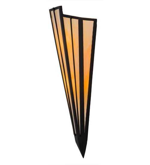 Meyda Lighting Brum 9" 2-Light Textured Black Wall Sconce With Beige Art Shade Glass