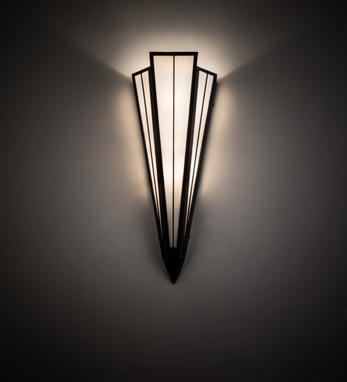 Meyda Lighting Brum 9" 2-Light Textured Black Wall Sconce With White Opal Shade Glass