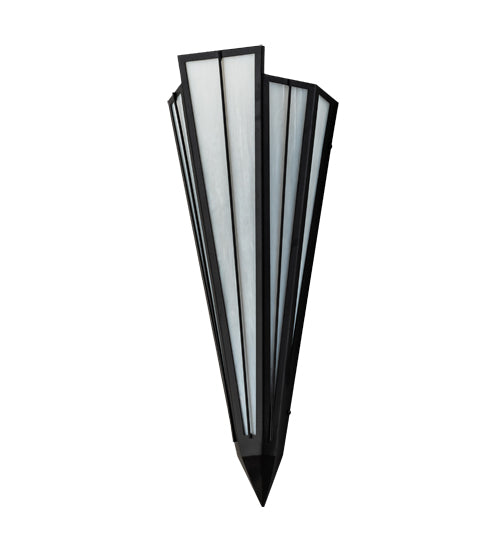 Meyda Lighting Brum 9" 2-Light Textured Black Wall Sconce With White Opal Shade Glass