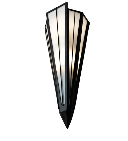 Meyda Lighting Brum 9" 2-Light Textured Black Wall Sconce With White Opal Shade Glass