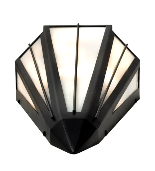 Meyda Lighting Brum 9" 2-Light Textured Black Wall Sconce With White Opal Shade Glass