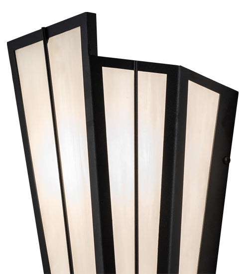 Meyda Lighting Brum 9" 2-Light Textured Black Wall Sconce With White Opal Shade Glass