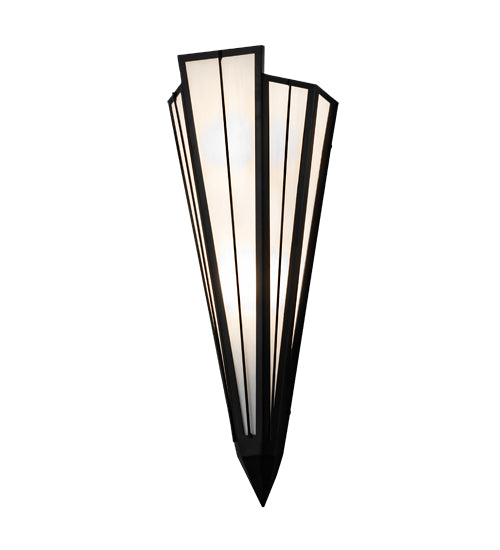 Meyda Lighting Brum 9" 2-Light Textured Black Wall Sconce With White Opal Shade Glass