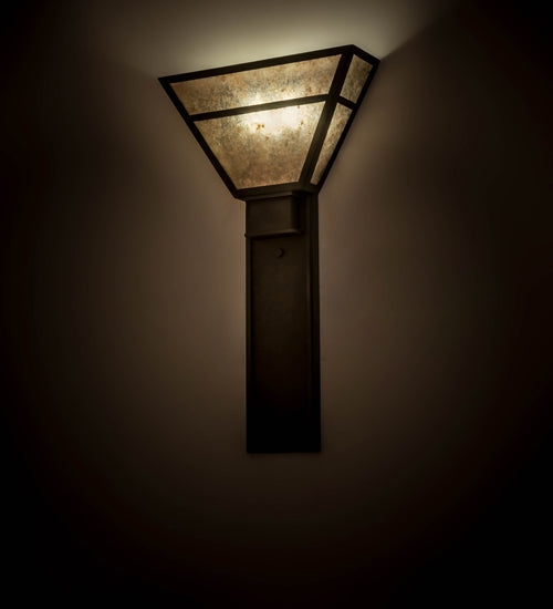 Meyda Lighting Bryce 14" 2-Light Chestnut Wall Sconce With Silver Mica Shade Glass