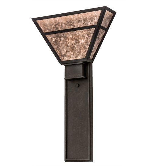 Meyda Lighting Bryce 14" 2-Light Chestnut Wall Sconce With Silver Mica Shade Glass