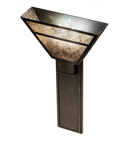 Meyda Lighting Bryce 14" 2-Light Chestnut Wall Sconce With Silver Mica Shade Glass