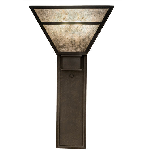 Meyda Lighting Bryce 14" 2-Light Chestnut Wall Sconce With Silver Mica Shade Glass