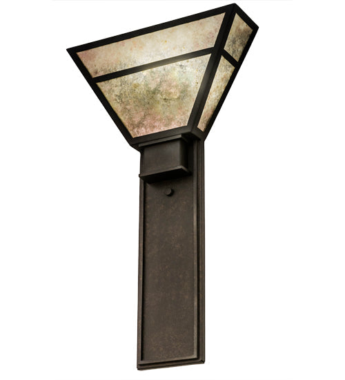 Meyda Lighting Bryce 14" 2-Light Chestnut Wall Sconce With Silver Mica Shade Glass