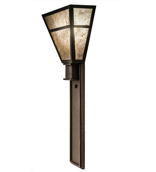 Meyda Lighting Bryce 14" 2-Light Chestnut Wall Sconce With Silver Mica Shade Glass