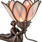Meyda Lighting Bud 9" Mahogany Bronze Lady Accent Table Lamp With Pink & White Iridescent Shade Glass